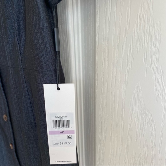 Calvin Klein Denim Puff-Sleeve Sheath Dress in Blue Size 6P - Picture 13 of 13